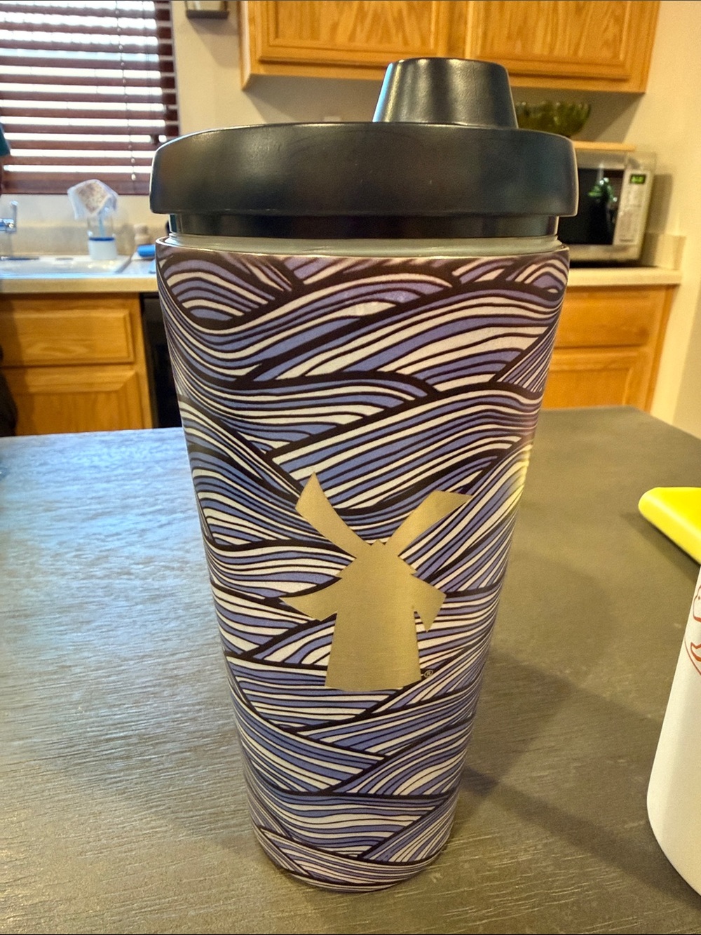 Dutch Bros Purple and Gold Travel Tumbler with 'Good Vibes' Lid